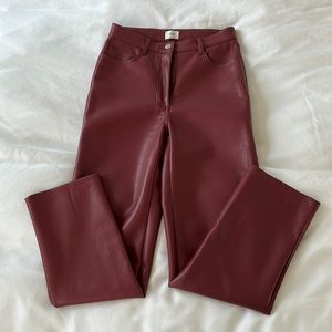 Aritzia Wilfred Melina Vegan Leather Pant - 4 Regular Length - Merlot Red
